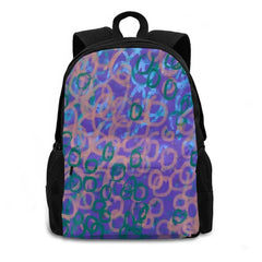 Large Capacity Laptop Travel Backpack - Bubbly Bubbles Purple Peach