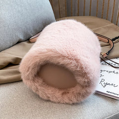 Faux Fur Bucket Bag Winter Shoulder Crossbody Handbag