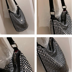 Diamond Inset Bucket Bag for Women Summer Beach Party B024