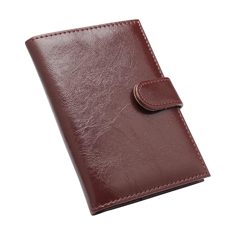 Oil Wax PU Leather Passport Holder with ID Card Cover