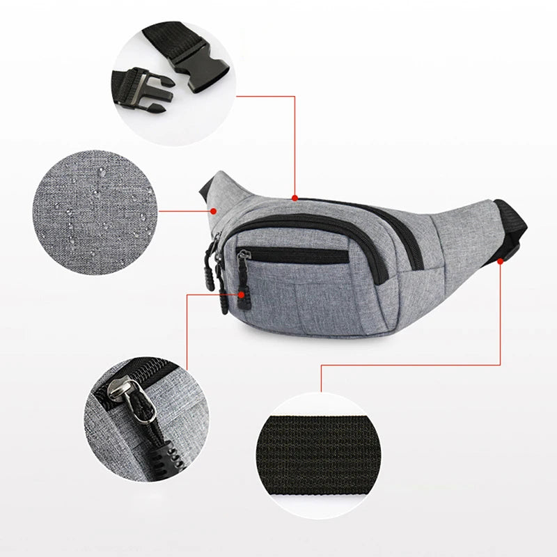 Leather Bum Bag Waist Belt with Zipper