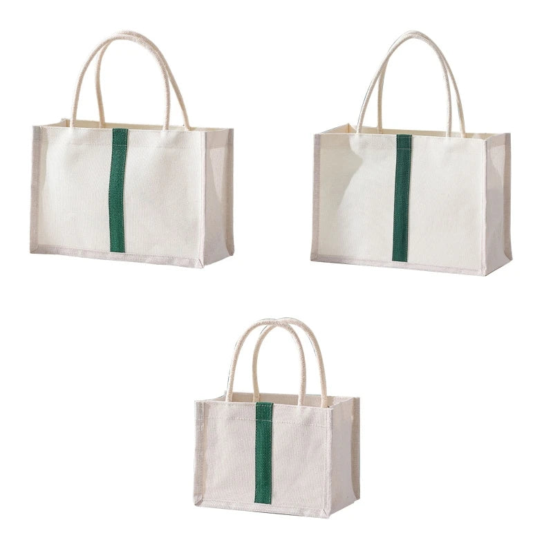 Burlap Jute Tote Bag Handle Resuable Grocery Beach Pool Wedding