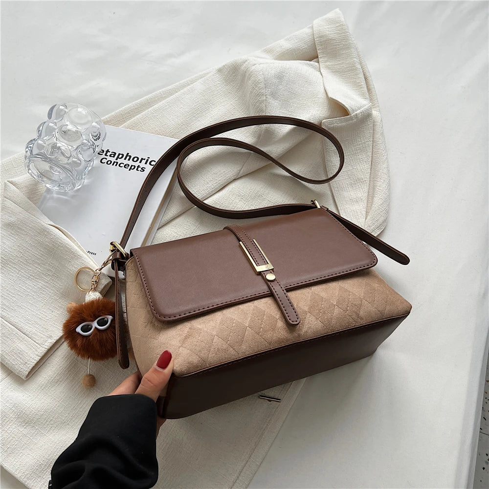 Vintage Large Capacity Suede Shoulder Bag for Women