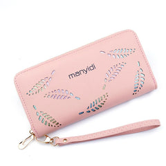Vintage PU Leather Zipper Long Women's Wallet Phone Holder