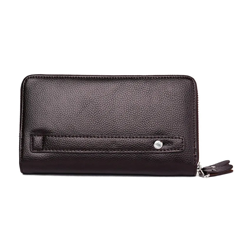 Men Clutch Bag Large Capacity Wallet Double Zipper Long Wallet