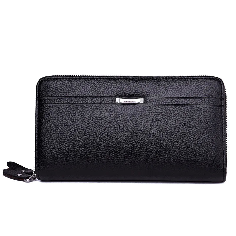 Men Clutch Bag Large Capacity Wallet Double Zipper Long Wallet