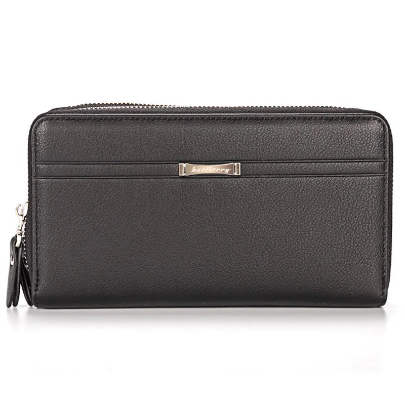 Mens Long Wallet Double Zipper Purses Durable Phone Cash Holder WBL49