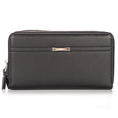 Mens Long Wallet Double Zipper Purses Durable Phone Cash Holder WBL49