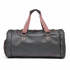 Men's PU Leather Travel Shoulder Bag with Shoe Compartment