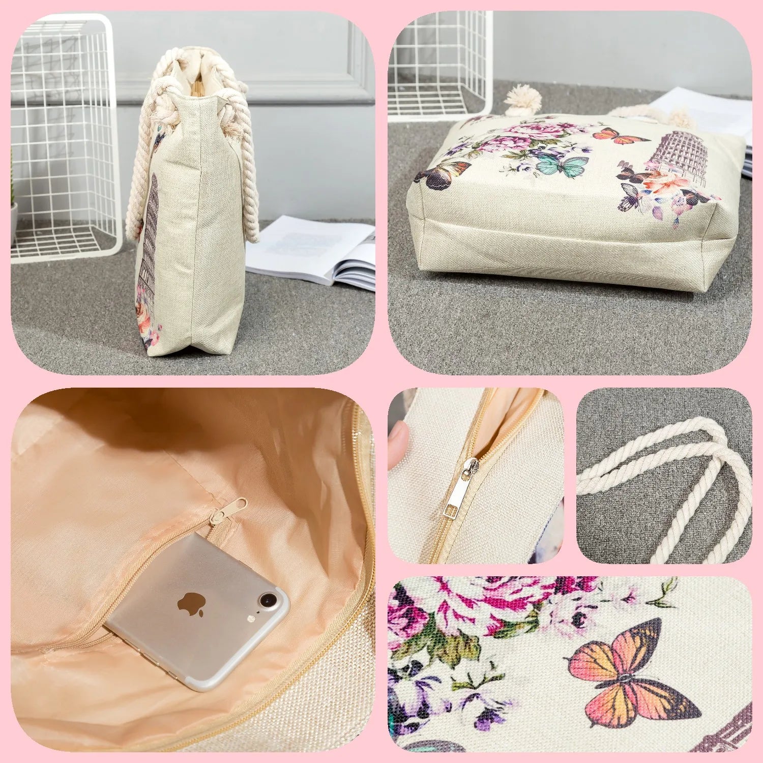 Butterfly Collection Print Large Beach Bag