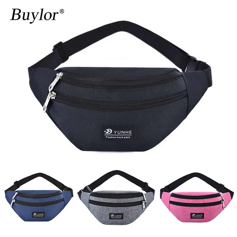 Buylor Waterproof Waist Bag Men Women Fanny Pack Large Crossbody Bag