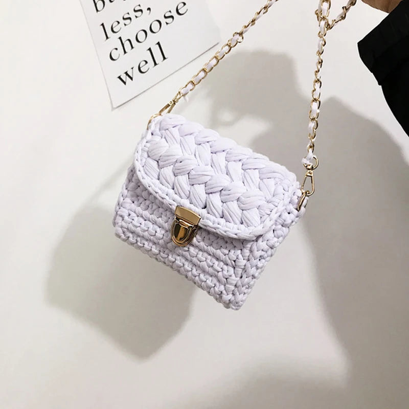 Buylor Women's Woven Tote Bag Chain Knitting Crossbody Shoulder Bags