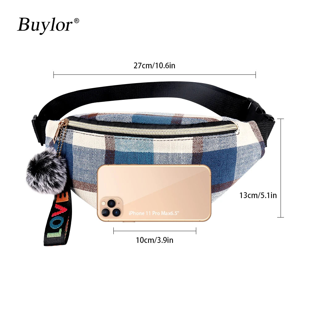 Buylor Waist Bag For Women Belt Bag Canvas Fanny Pack Girl Hip Bum Bag