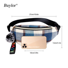 Buylor Waist Bag For Women Belt Bag Canvas Fanny Pack Girl Hip Bum Bag