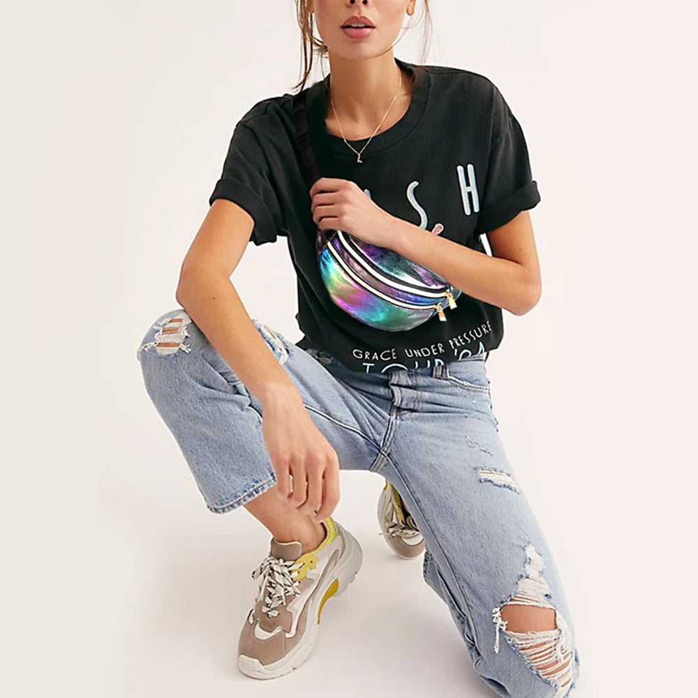 Buylor Waist Pack Women Belt Bags Holographic Bag Fanny Pack Laser