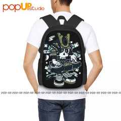 Samurai Dj Music Disco Club Backpack Large Capacity School Softback Shopping Bag