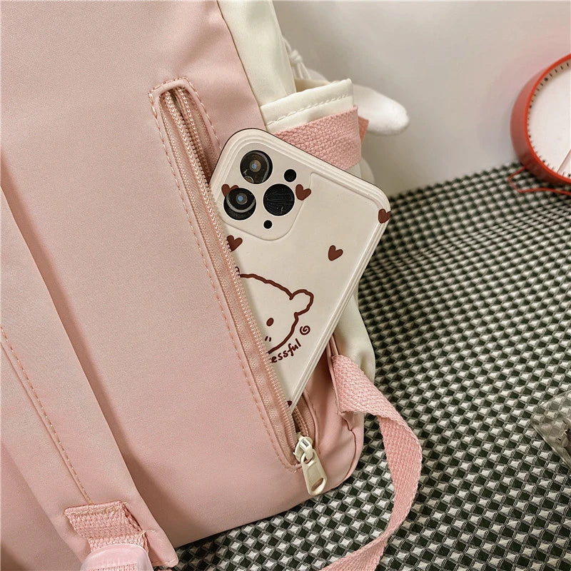 Nylon Backpack School Bags Waterproof Student Bag Girls Patchwork Rucksack