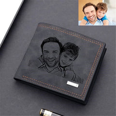 Personalized Engraved Photo Wallet for Men - Father's Day Gift