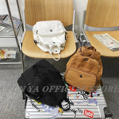 Spring Canvas Backpack Teenager Shoulder Bag Women Men Large Handbag