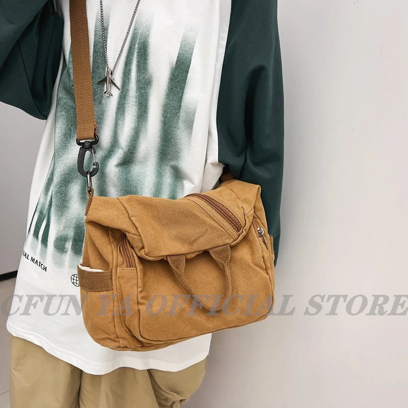 Spring Canvas Backpack Teenager Shoulder Bag Women Men Large Handbag