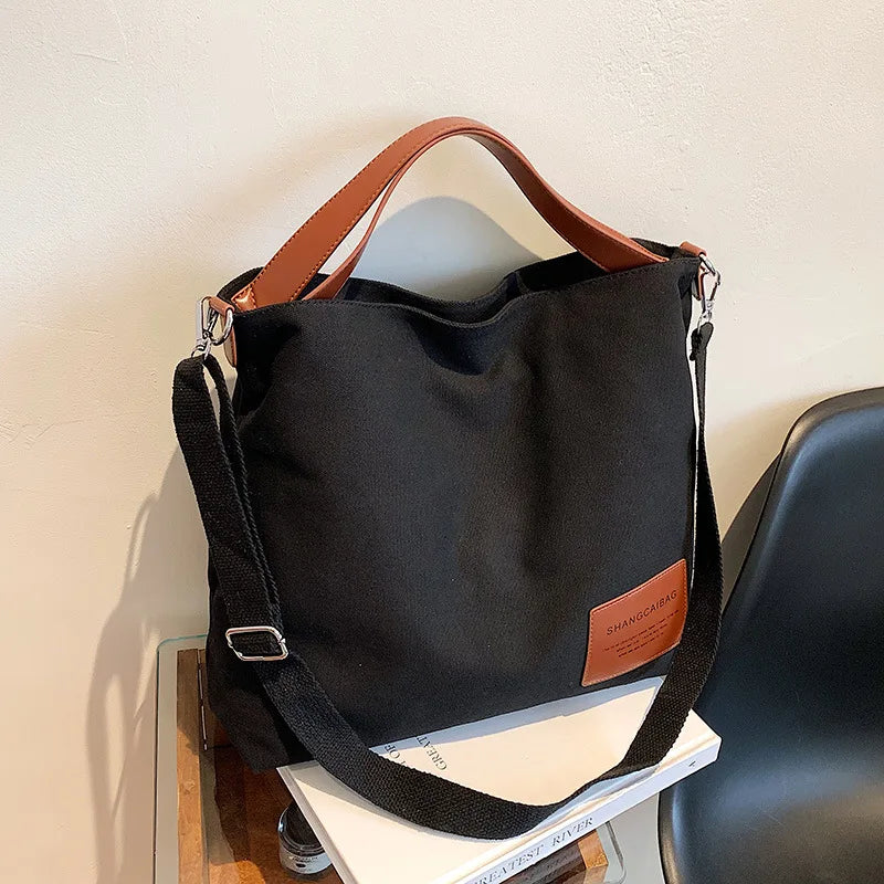 Large Capacity Canvas Handbag for Women Tote Bag with Crossbody Strap