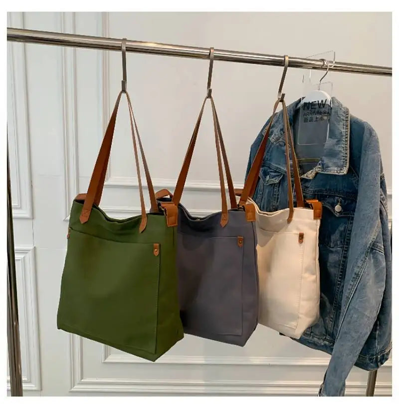 Large Capacity Canvas Women Shoulder Bag Solid Crossbody Bags For Women