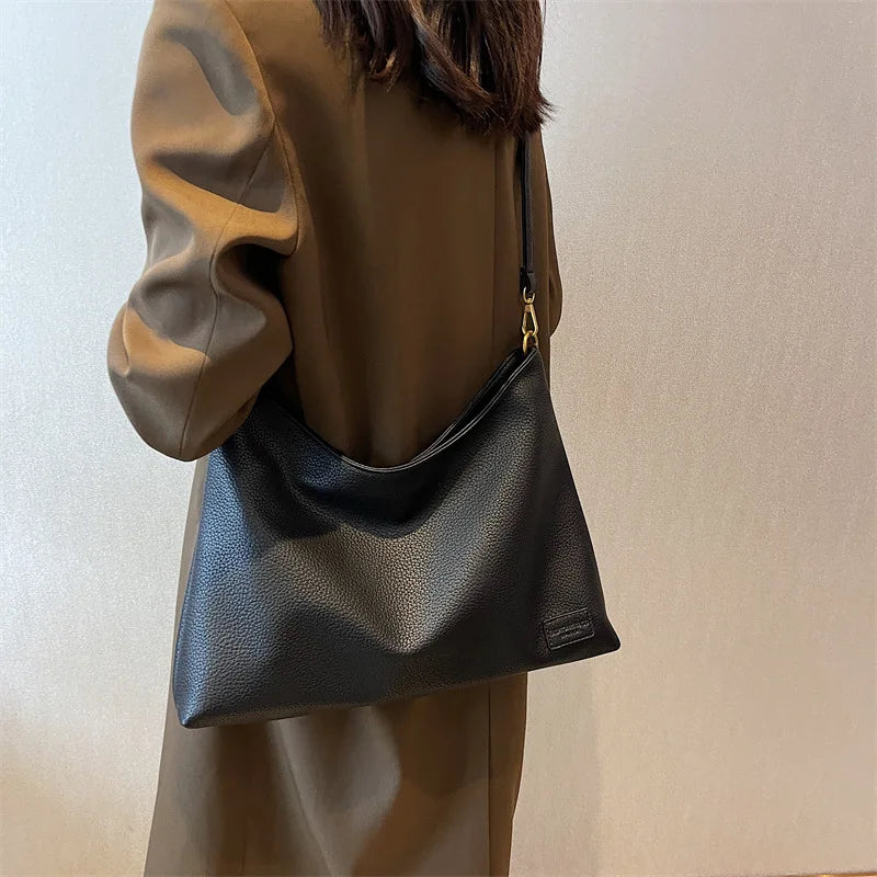 Large Capacity Tote Bag Soft Leather Shoulder Bag