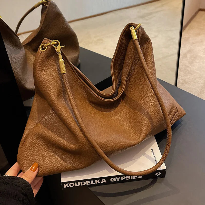 Large Capacity Tote Bag Soft Leather Shoulder Bag