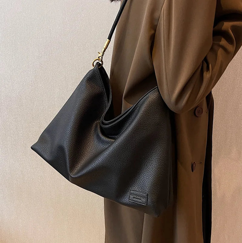 Large Capacity Tote Bag Soft Leather Shoulder Bag