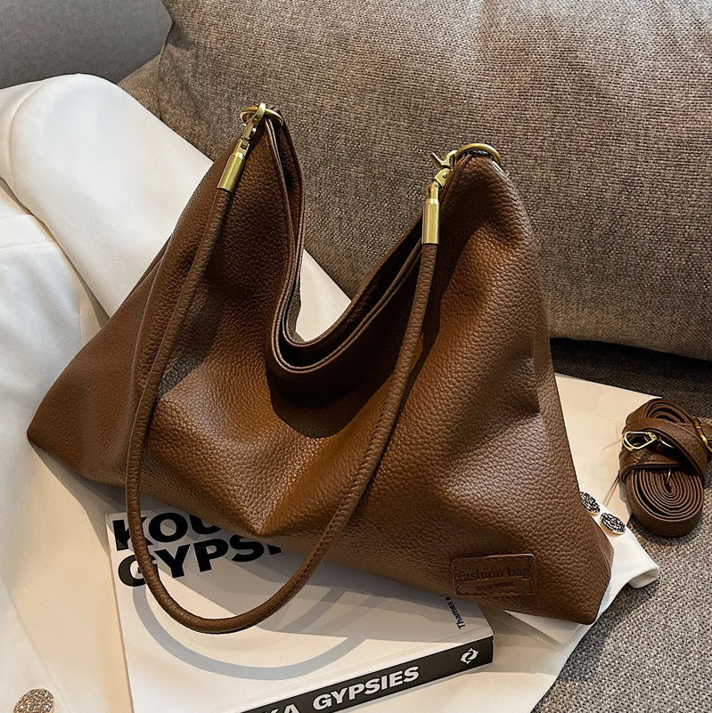 Large Capacity Tote Bag Soft Leather Shoulder Bag