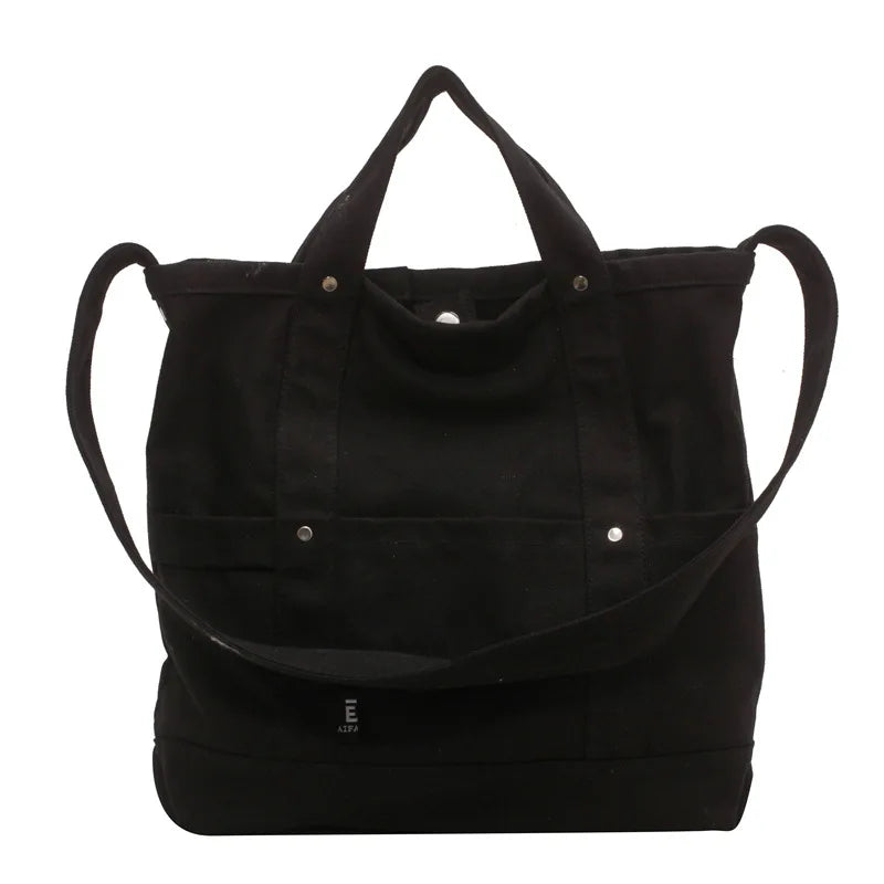 Solid Women Canvas Shoulder Bag Large Capacity Handbags Casual Tote Bag