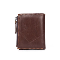 Men's Leather Short Two-fold Zipper Wallet