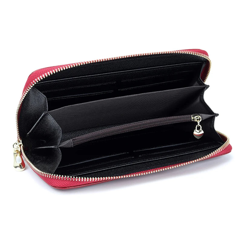 Cowhide Leather Long Embossing Wallet For Women