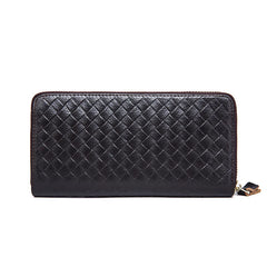 Men Organizer Wallets Leather Weave Clutch Purses