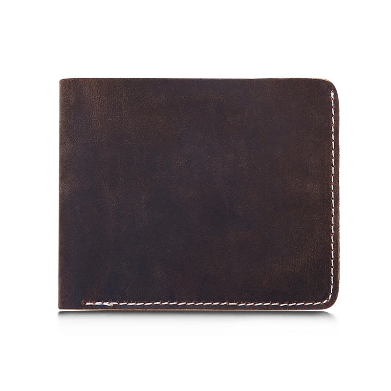 Vintage Men Wallet Cowhide Crazy Horse Leather Carteira Masculina