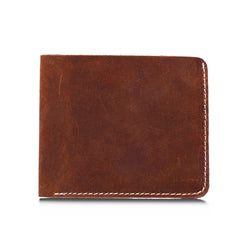 Vintage Men Wallet Cowhide Crazy Horse Leather Carteira Masculina