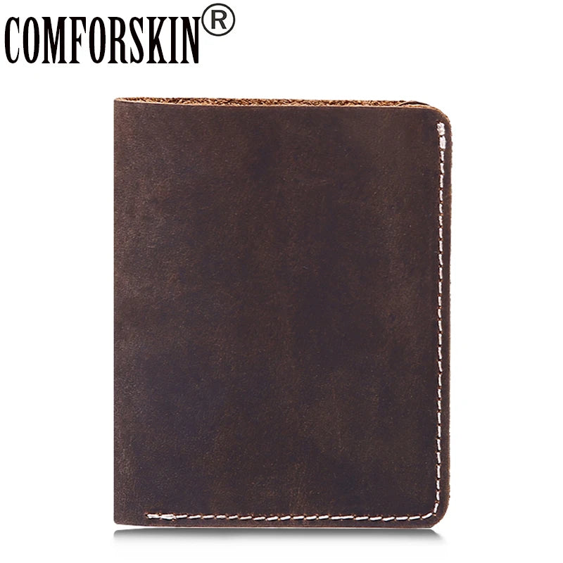 Vintage Men Wallet Cowhide Crazy Horse Leather Carteira Masculina