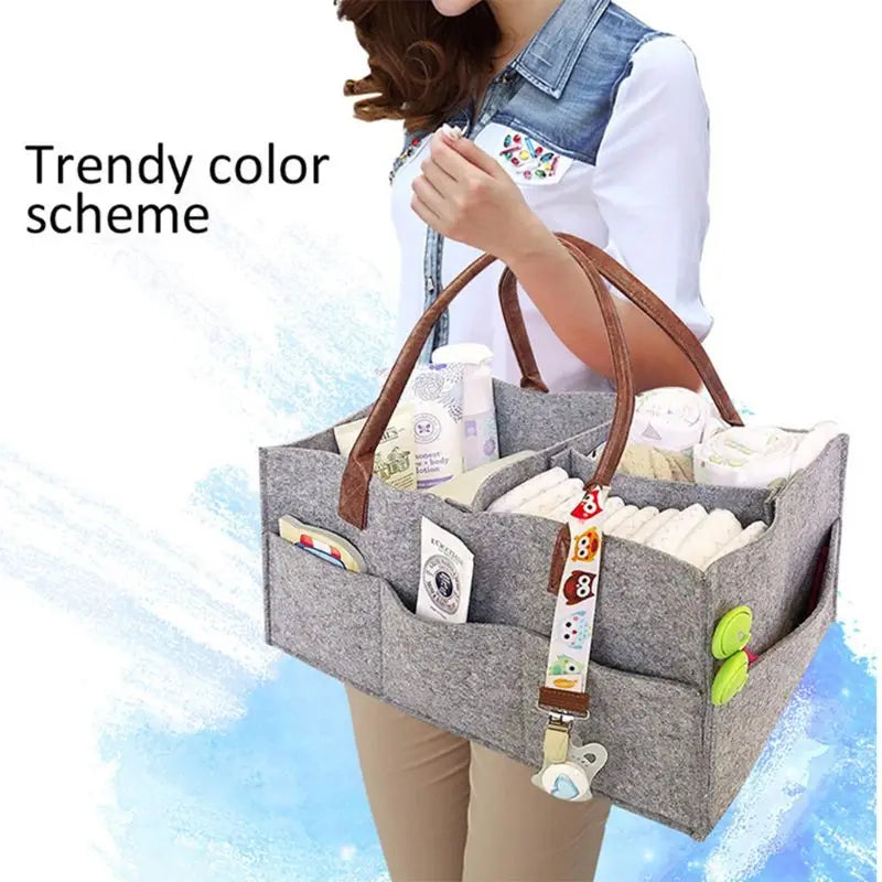 CPDD Baby Diaper Organizer Foldable Felt Storage Bag Portable Multi-function