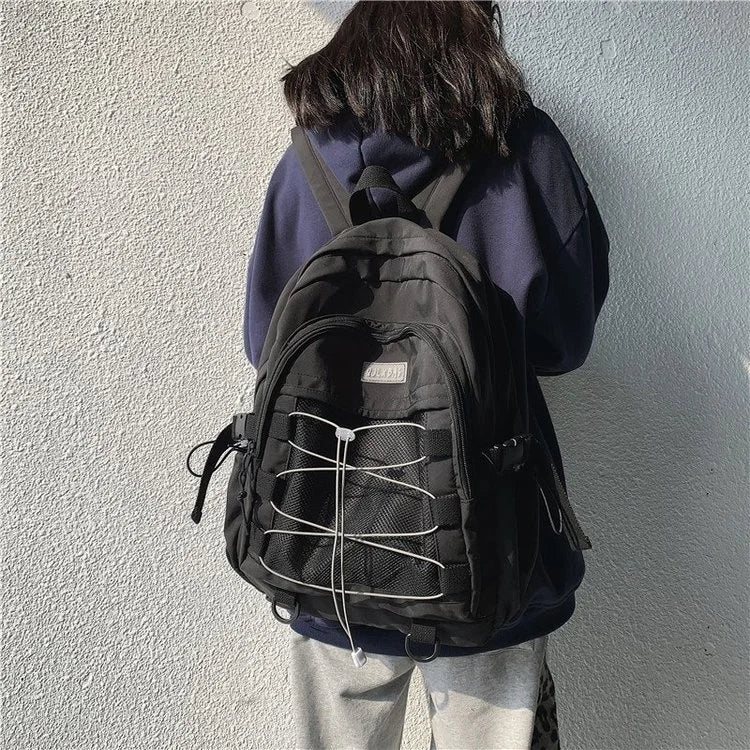 CTRLLOCK Preppy Style Adjustable Buckles Student Backpack