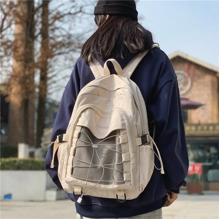 CTRLLOCK Preppy Style Adjustable Buckles Student Backpack
