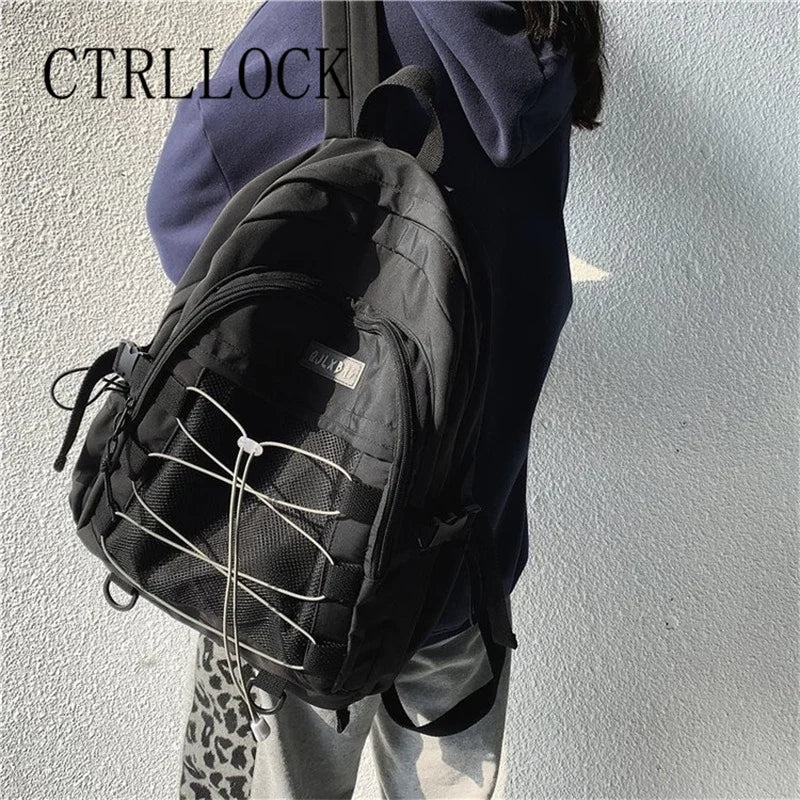 CTRLLOCK Preppy Style Adjustable Buckles Student Backpack