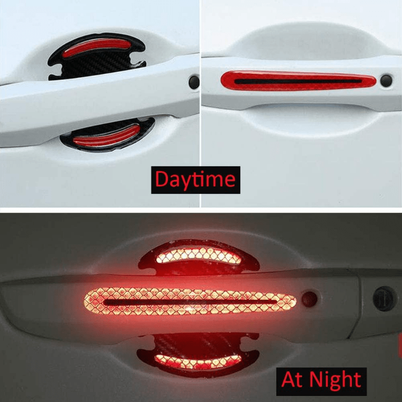 8pcs Car Door Handle Reflective Stickers + Scratch Protection + Safety Strips