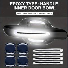 8pcs Car Door Handle Reflective Stickers + Scratch Protection + Safety Strips
