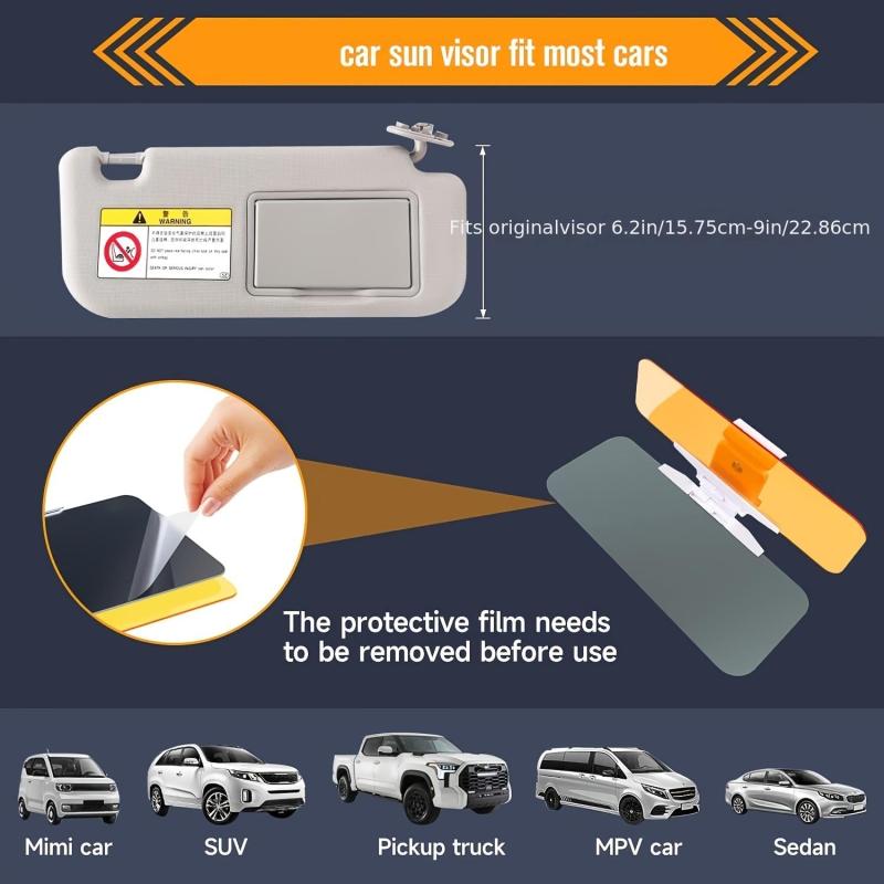 2 in 1 Car Visor Night Anti Glare Sun Anti UV Block Visor Non Glare Shield