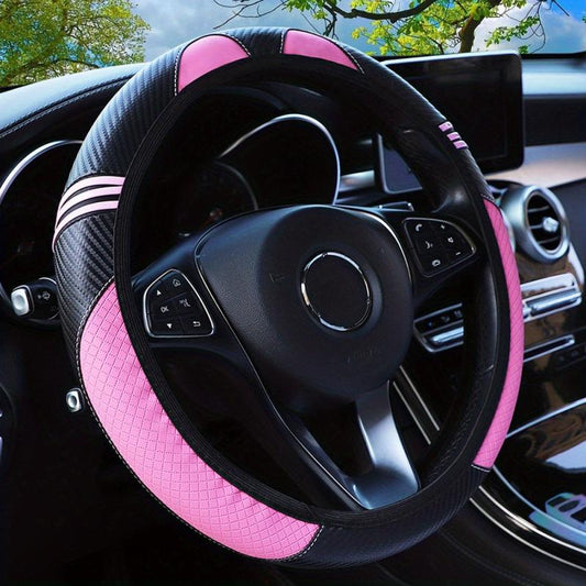 PU Leather Carbon Fiber Cartoon Steering Wheel Cover 37 14 57 14 96 Inch
