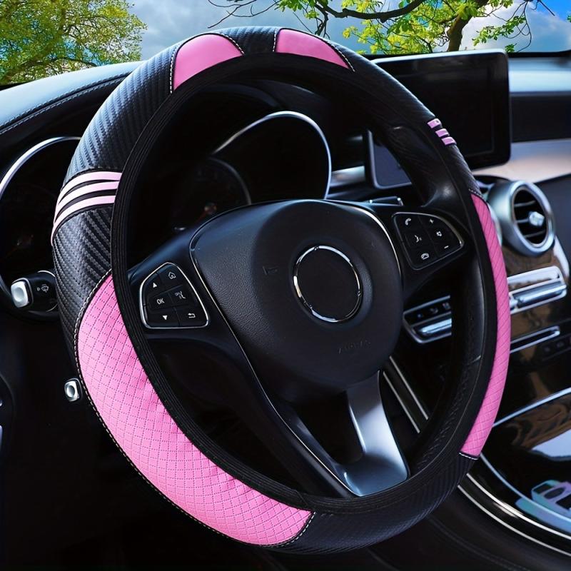PU Leather Carbon Fiber Cartoon Steering Wheel Cover 37 14 57 14 96 Inch