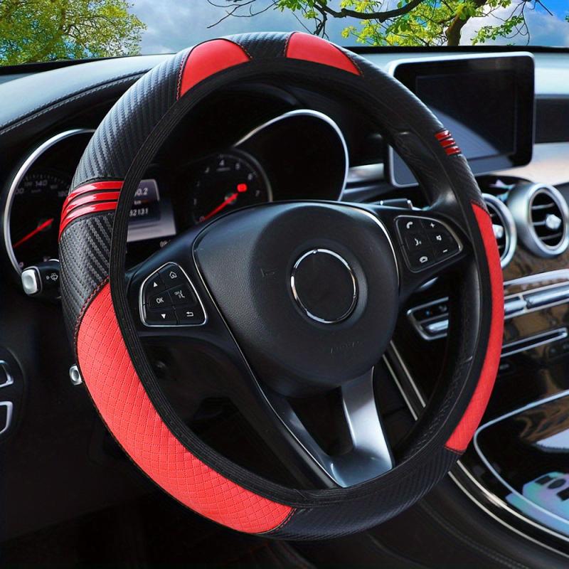 PU Leather Carbon Fiber Cartoon Steering Wheel Cover 37 14 57 14 96 Inch