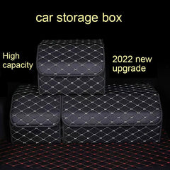 1pc Trunk Storage Box Leather Car Multifunctional Folding Storage Box