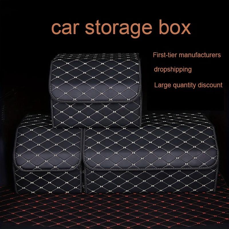 1pc Trunk Storage Box Leather Car Multifunctional Folding Storage Box