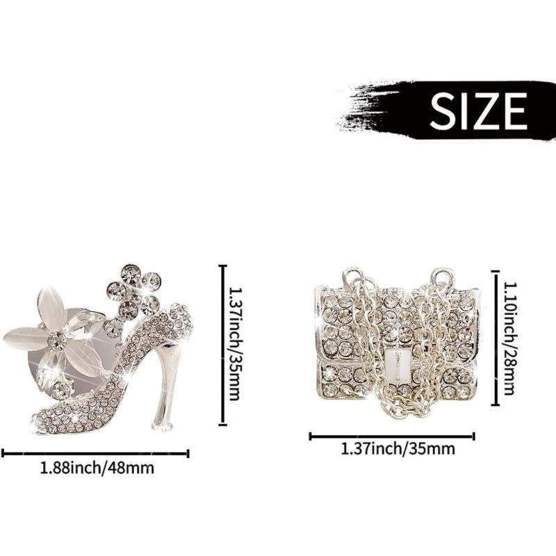 2-Piece Artificial Crystal High Heel & Magic Bag Vent Clips